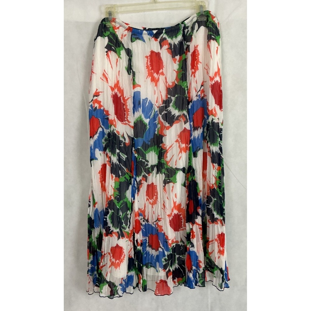 Ruby Rd Floral Chiffon Pleated Midi Skirt Size 16 Multicolor Boho Fairy Lined